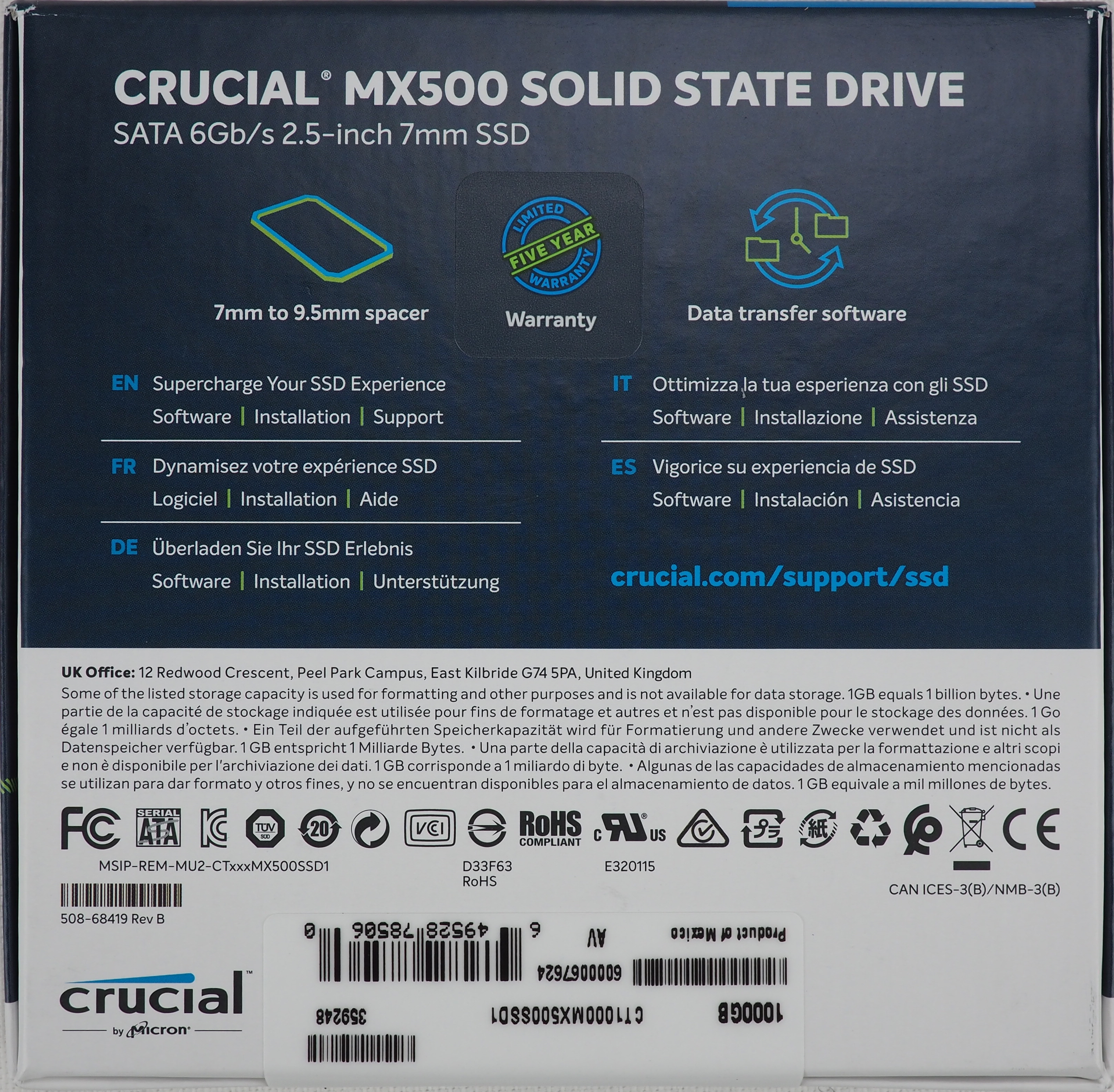 CRUCIAL MX500 - 1 To - CT1000MX500SSD1 moins cher 