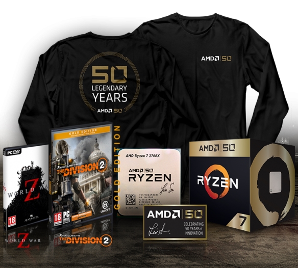 Bundle AMD Ryzen 7 2700X Gold Edition 50ème anniversaire