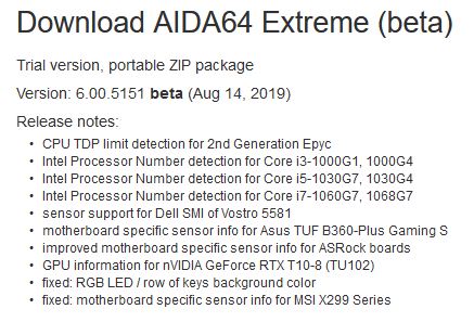 Aida64 nouveau GPU Nvidia TU102 supporté