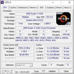AMD Ryzen 3 3100 CPU-Z