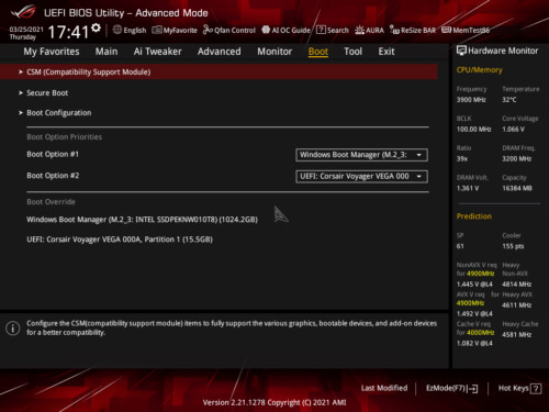 Asus ROG Strix Z590-E Gaming BIOS Boot