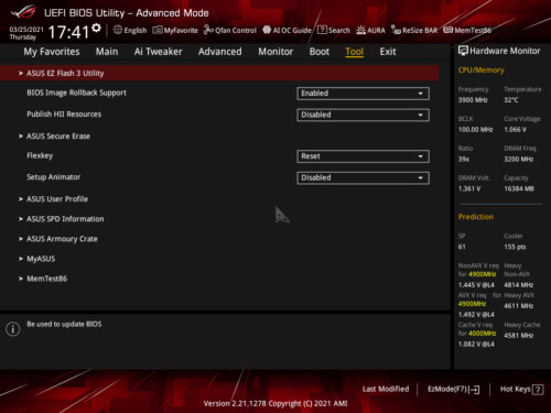 Asus ROG Strix Z590-E Gaming BIOS Tool