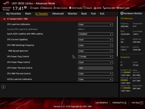 Asus ROG Strix Z590-E Gaming BIOS DIGI+ VRM